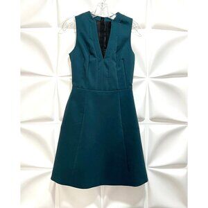 Karolina Zmarlak Sz 0 Jade Suiting Stretch NWT NEW $1075 V Neck Silk Lined Dress